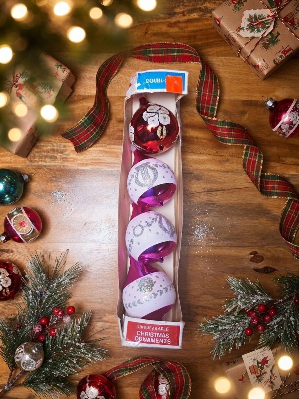 Unbreakable Christmas Ornaments Set - Pink Holiday Baubles